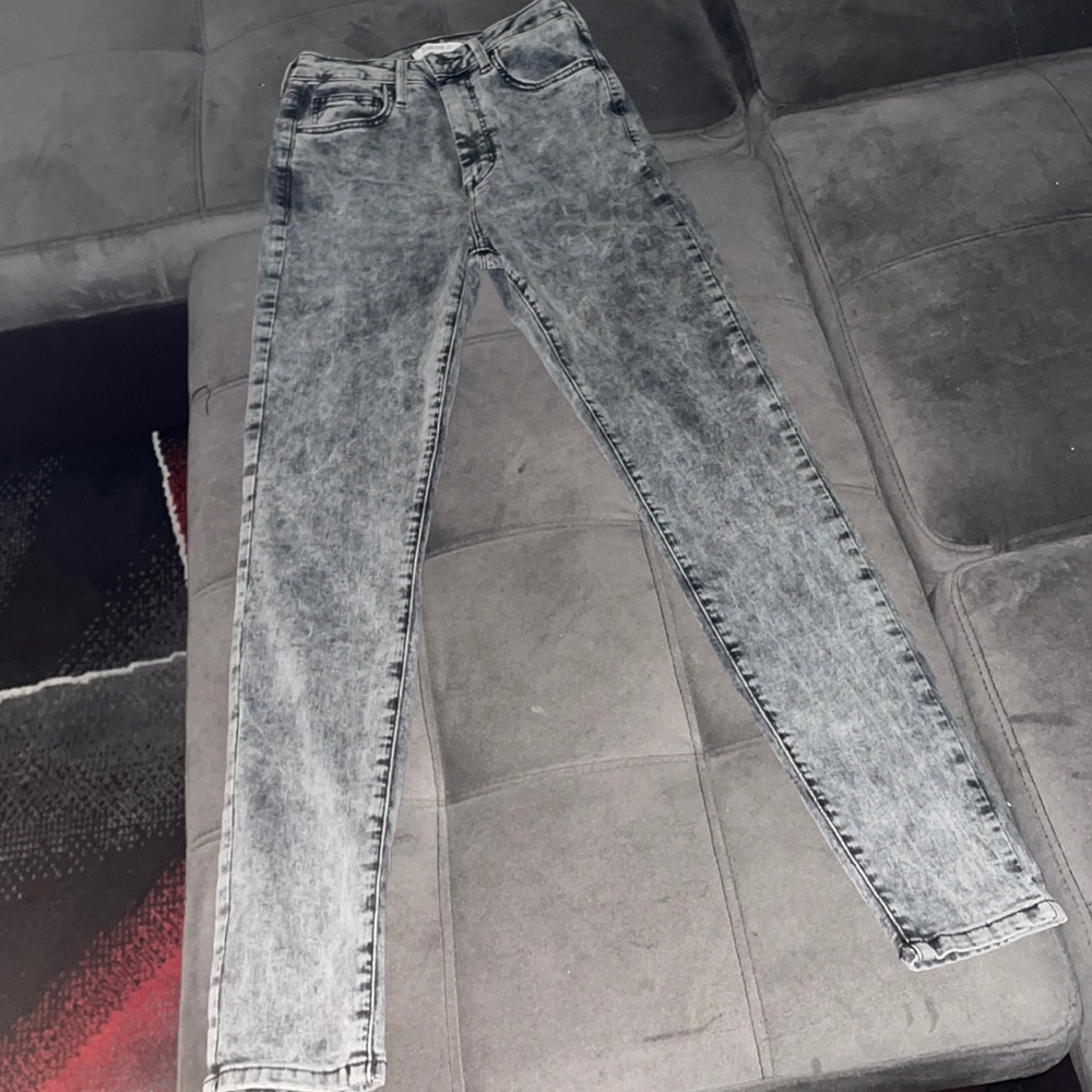 Black Acid Wash High Waisted Skinny Jeans